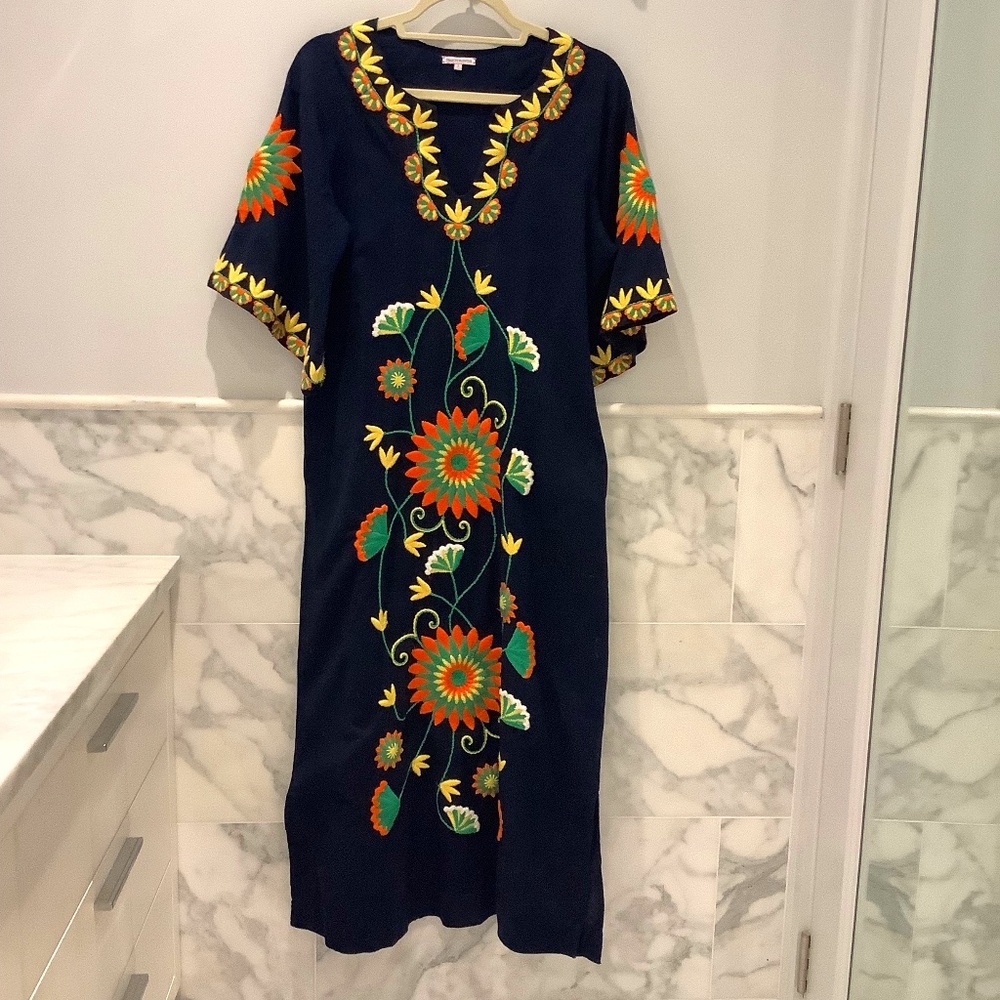 Frances Valentine Embroidered floral caftan - get ready for resort season,